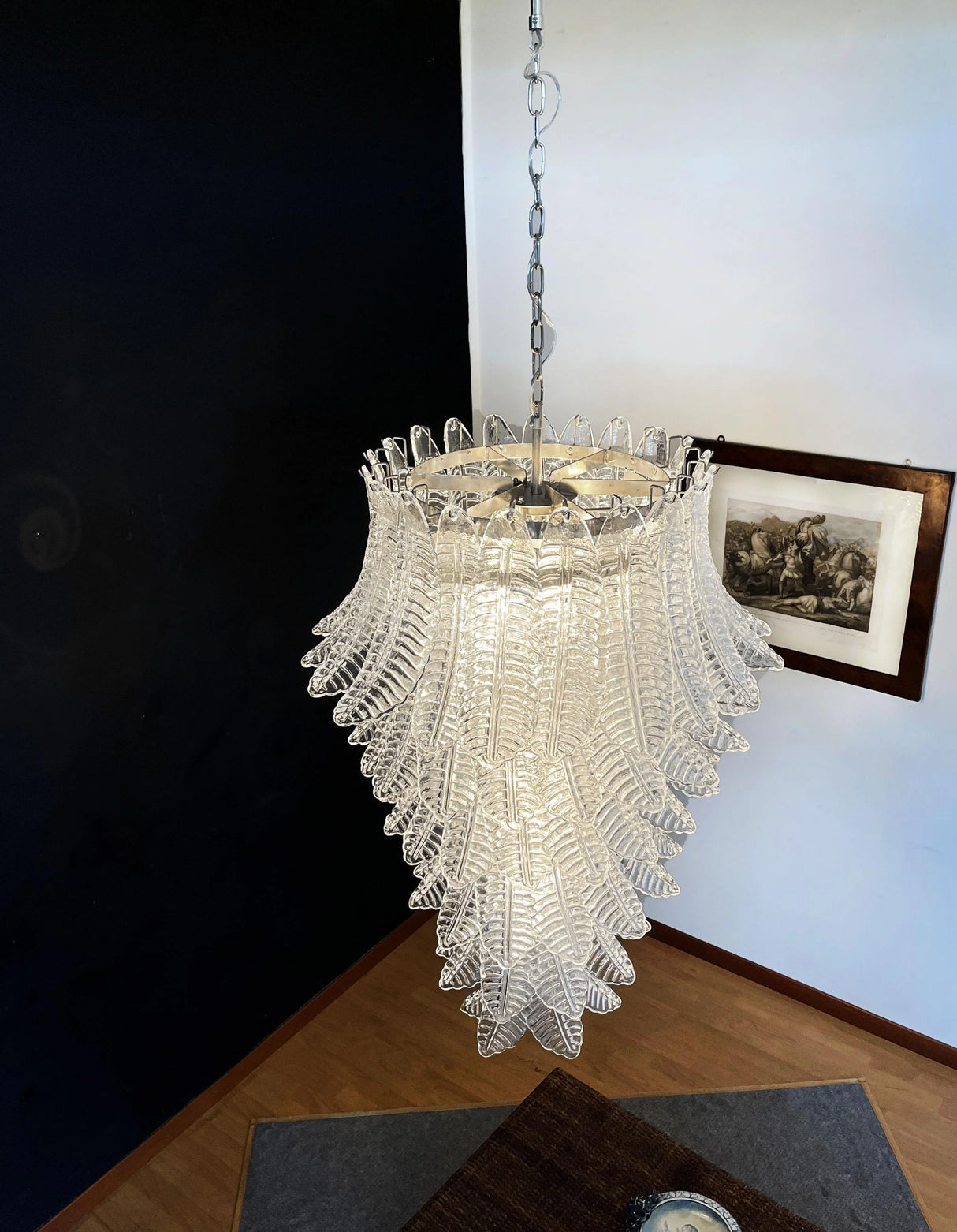 Murano Transparent Felch Spiral Chandelier 27.5"