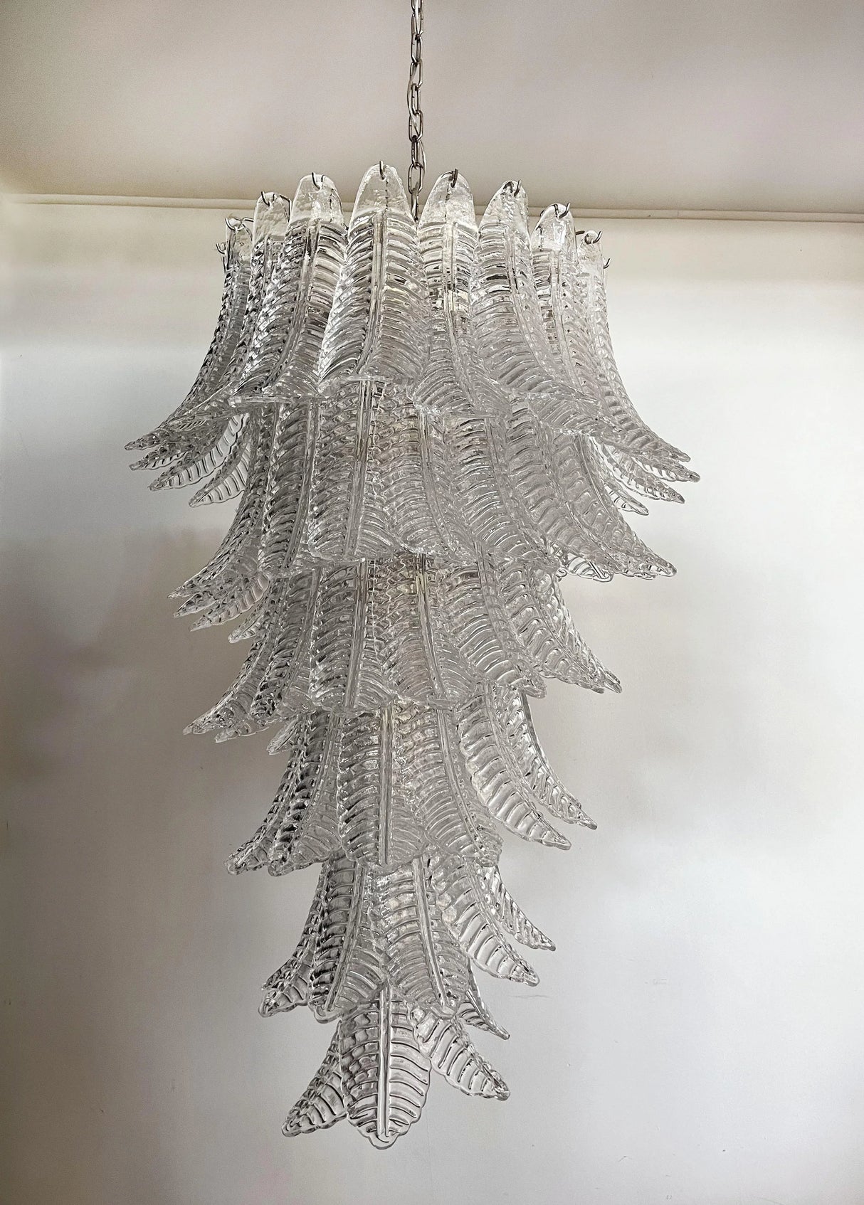 Murano Transparent Felch Spiral Chandelier 27.5"