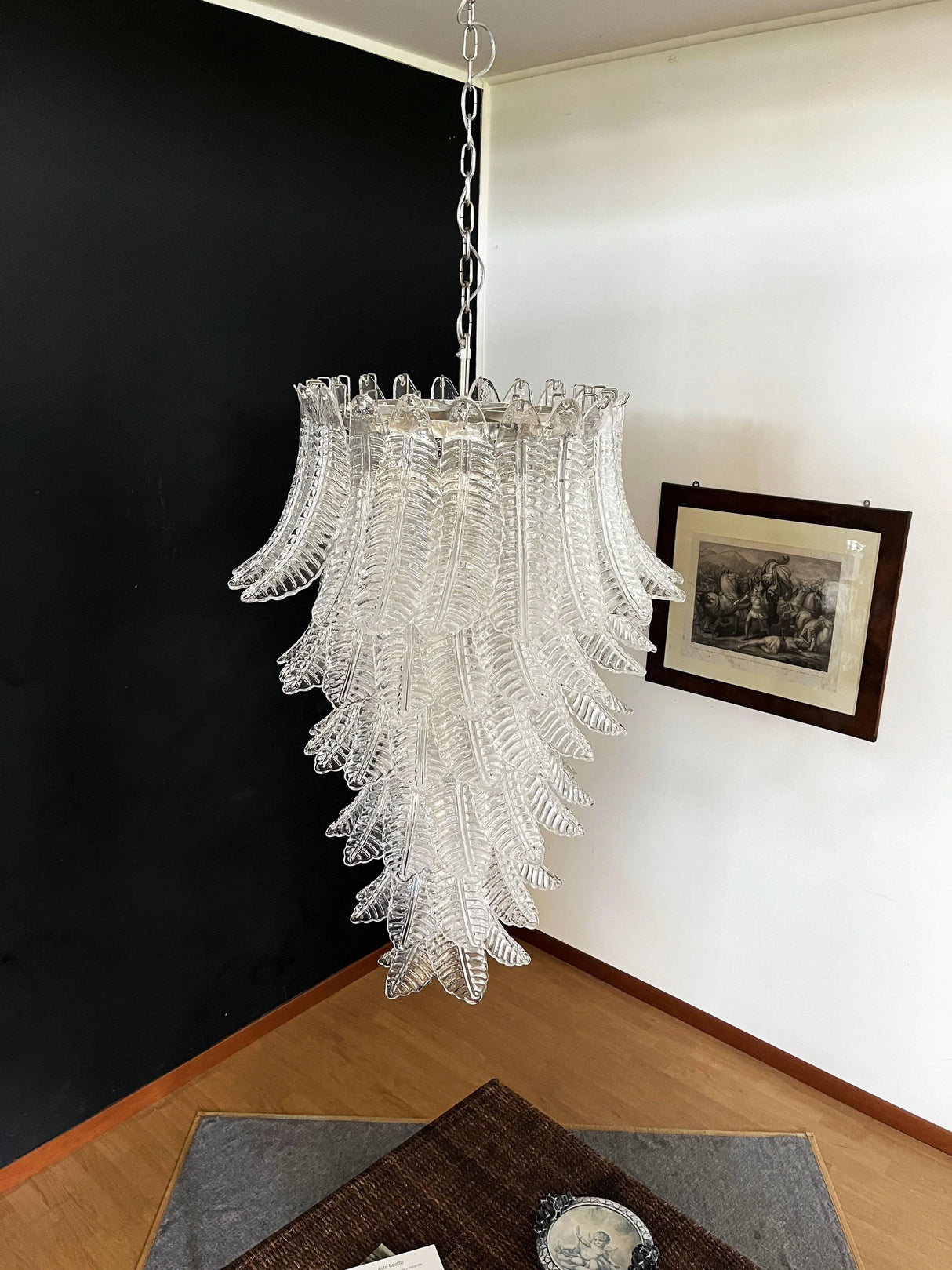 Murano Transparent Felch Spiral Chandelier 27.5"