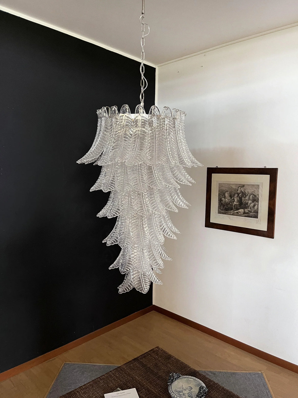 Murano Transparent Felch Spiral Chandelier 27.5"