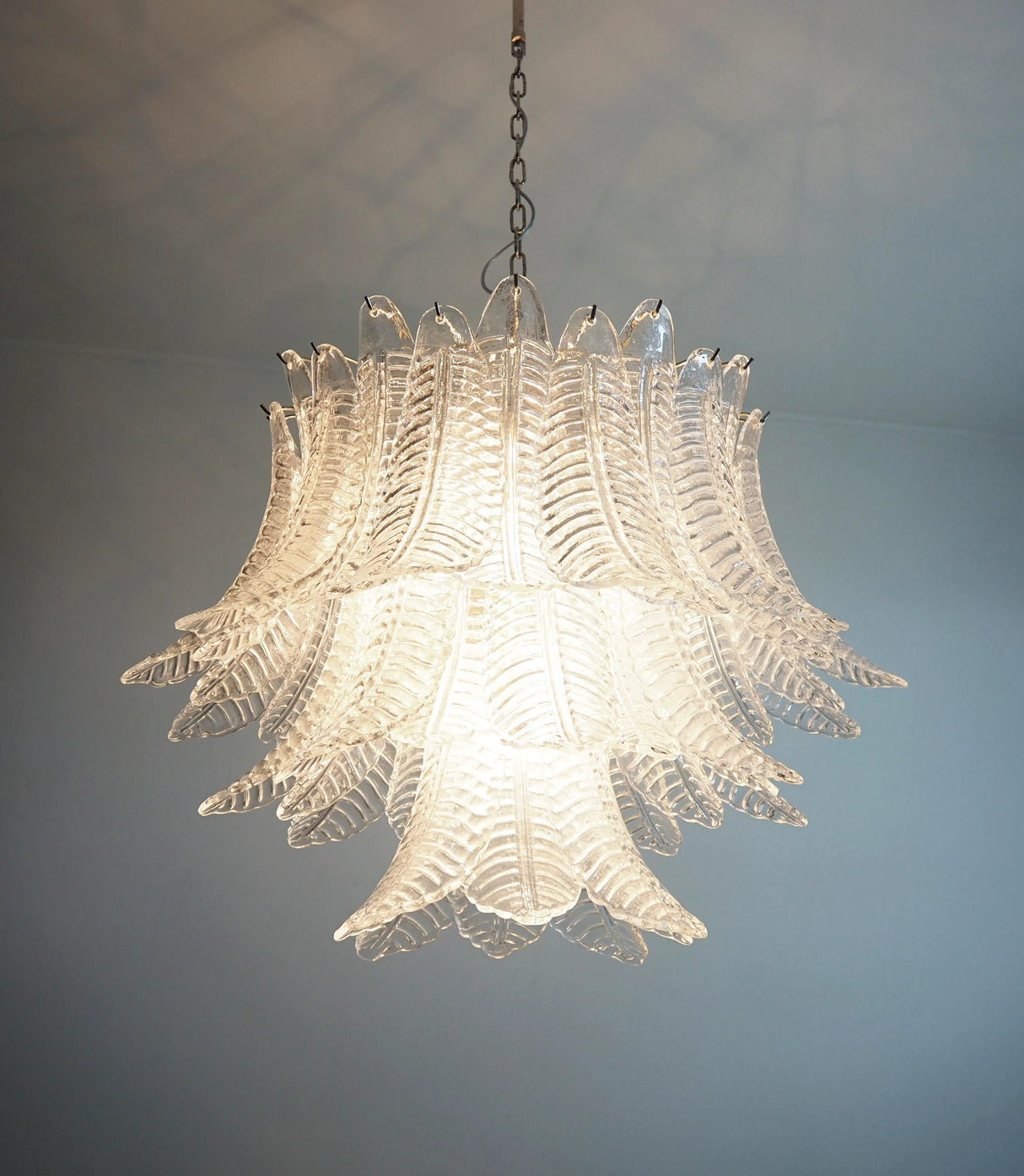 Murano Transparent Ferns Glass Chandelier 31.5"