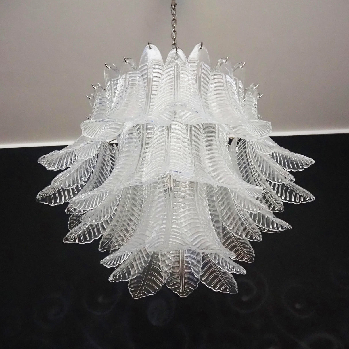 Murano Transparent Ferns Glass Chandelier 31.5"