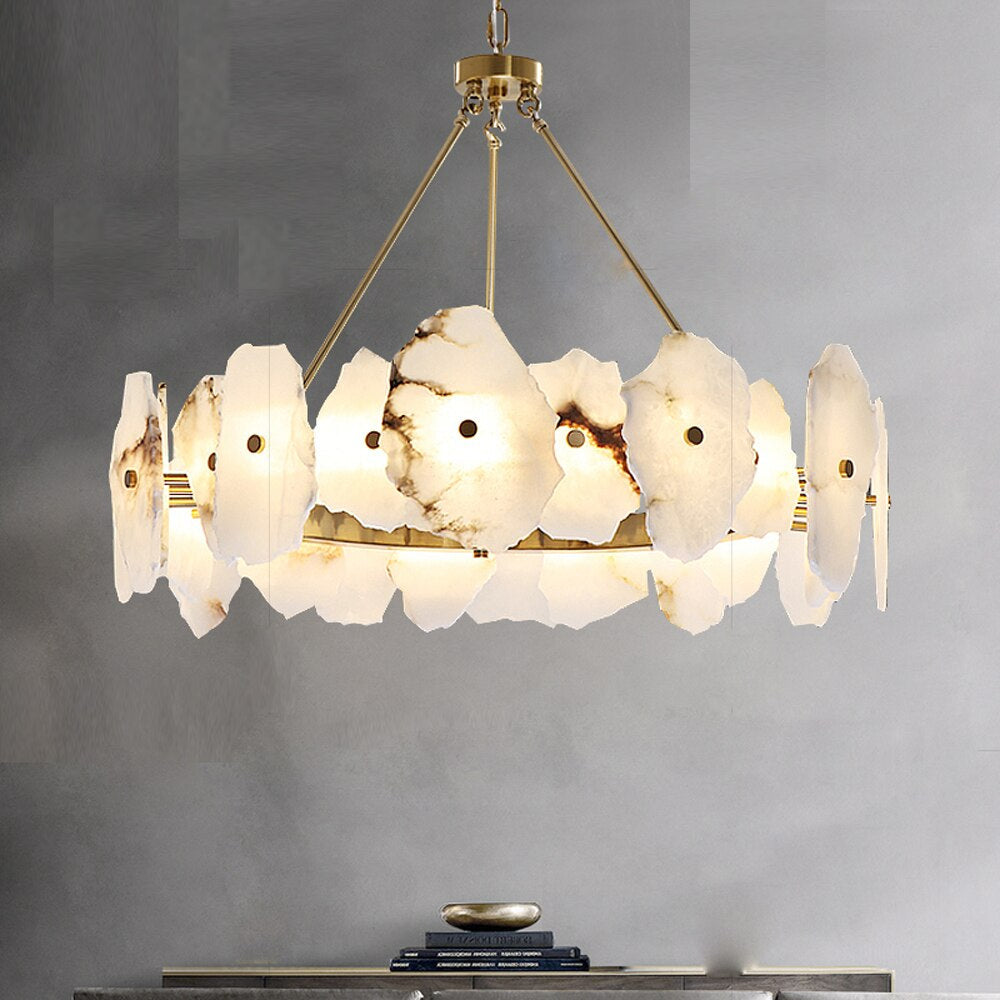 Natural Alabaster Modern Round Chandelier