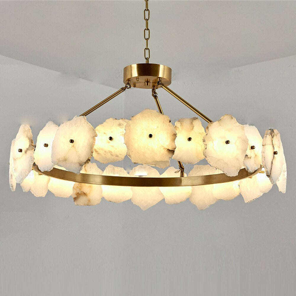 Natural Alabaster Modern Round Chandelier