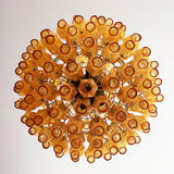 Spherical Murano Poliedri Amber Glass Chandelier 23.6"