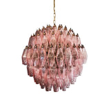 Spherical Murano Poliedri Pink Glass Chandelier 23.6"