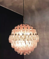 Spherical Murano Poliedri Pink Glass Chandelier 23.6"