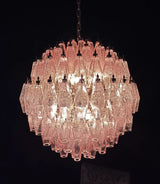 Spherical Murano Poliedri Pink Glass Chandelier 23.6"