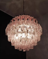 Spherical Murano Poliedri Pink Glass Chandelier 23.6"