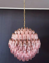 Spherical Murano Poliedri Pink Glass Chandelier 23.6"