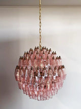 Spherical Murano Poliedri Pink Glass Chandelier 23.6"