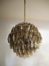 Spherical Murano Poliedri Smoked Glass Chandelier 23.6"