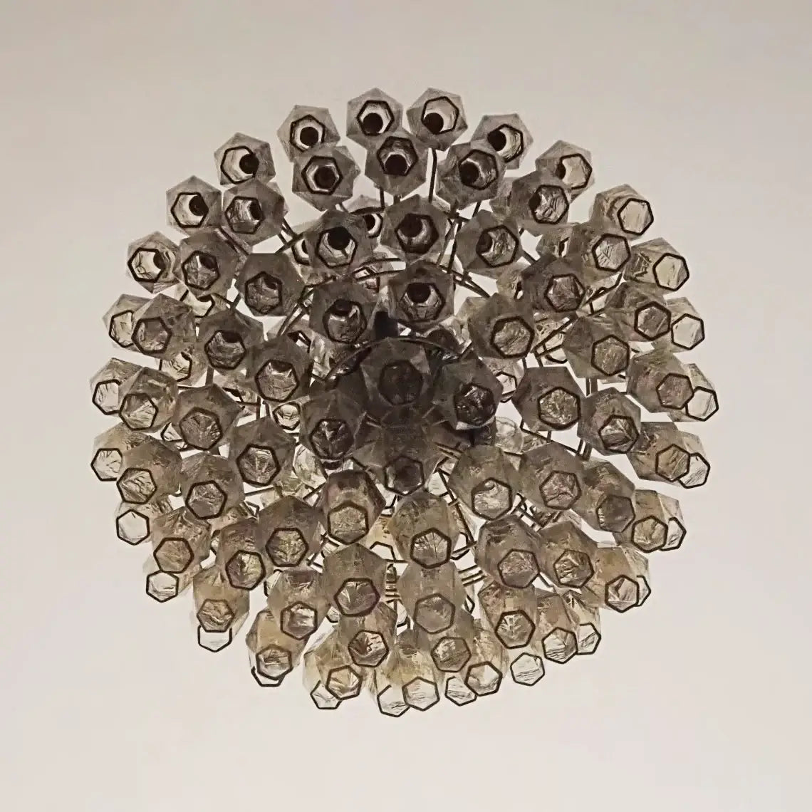 Spherical Murano Poliedri Smoked Glass Chandelier 23.6"