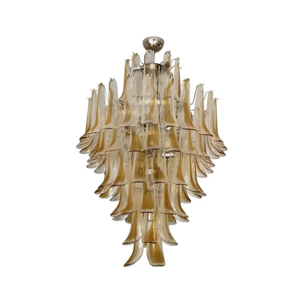 Stunning Murano Amber Glass Petals Chandelier 31.5"