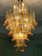 Stunning Murano Amber Glass Petals Chandelier 31.5"