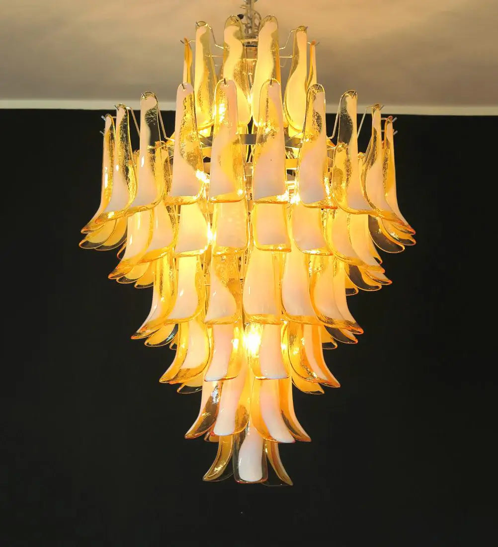 Stunning Murano Caramel Glass Petals Chandelier 31.5"