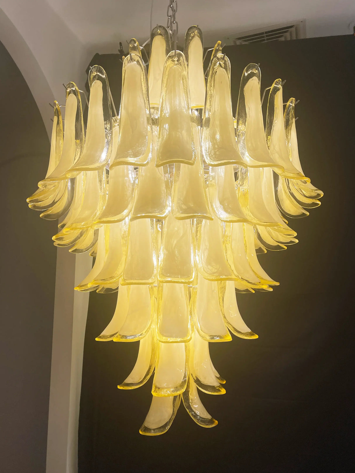 Stunning Murano Caramel Glass Petals Chandelier 31.5"