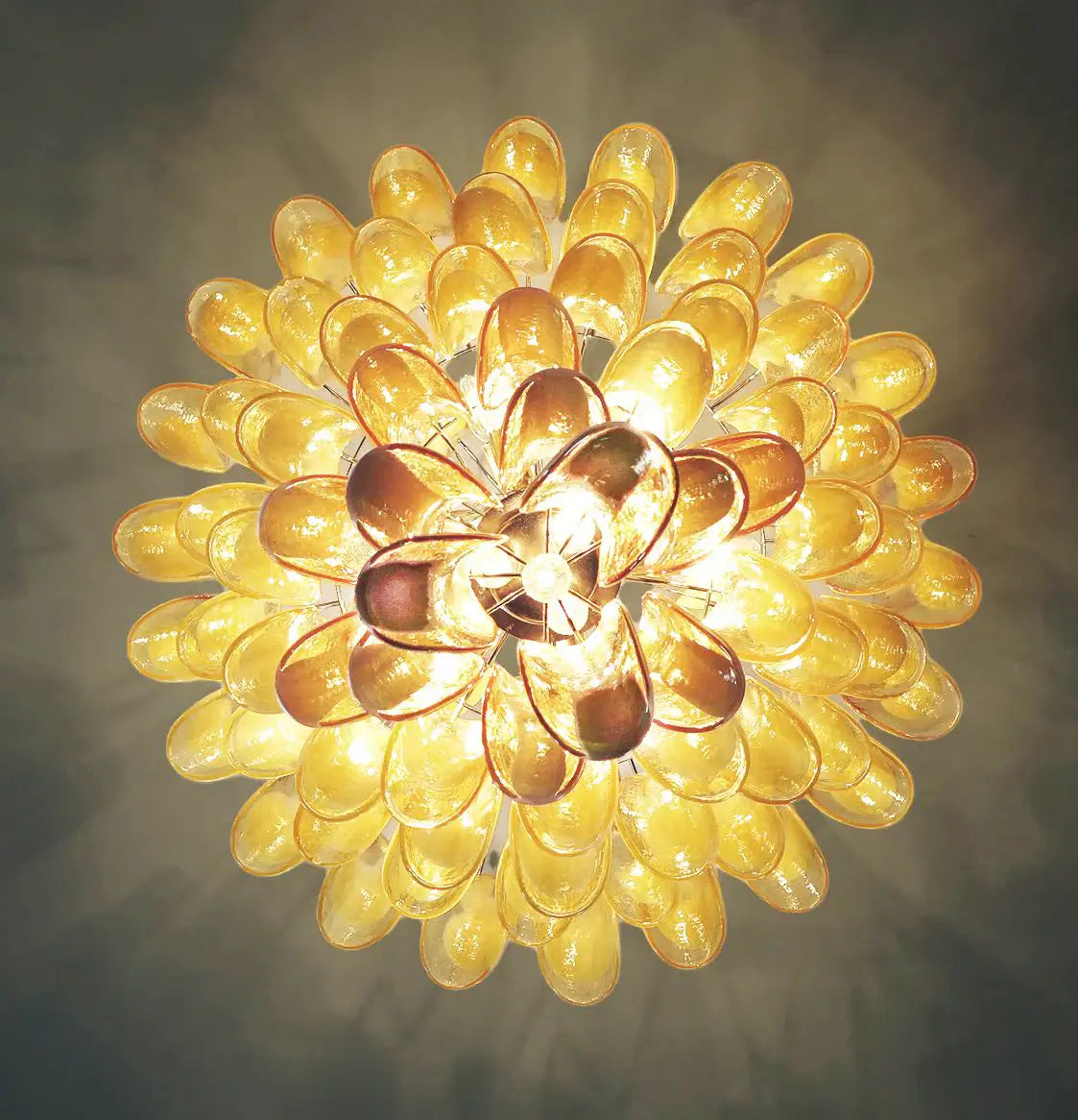 Stunning Murano Caramel Glass Petals Chandelier 31.5"