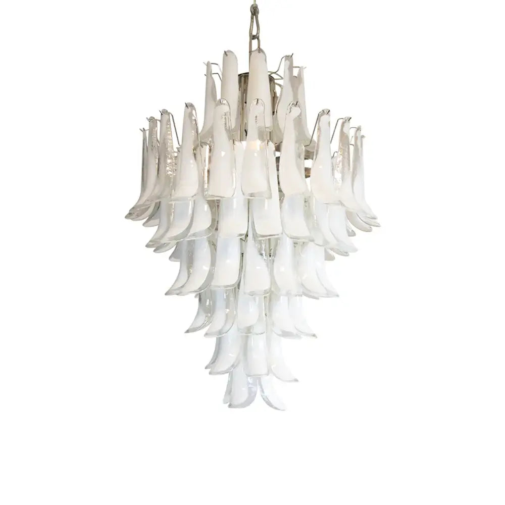 Stunning Murano White Glass Petals Chandelier 31.5"