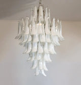 Stunning Murano White Glass Petals Chandelier 31.5"