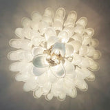 Stunning Murano White Glass Petals Chandelier 31.5"