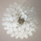 Stunning Murano White Glass Petals Chandelier 31.5"