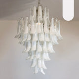 Stunning Murano White Glass Petals Chandelier 31.5"