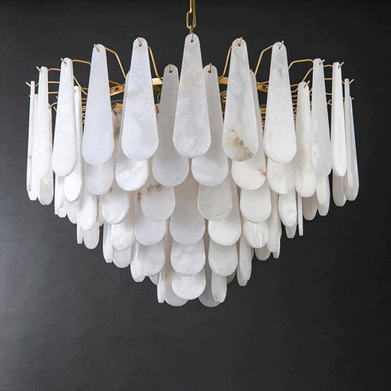 Alabaster Feathery Chandelier 21.7" D 31.5" D