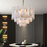 Alabaster Feathery Chandelier 21.7" D 31.5" D