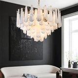 Alabaster Feathery Chandelier 21.7" D 31.5" D