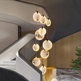 Alabaster Long Foyer Staircase Pendant Light 59'' 79'' 98'' 138''H