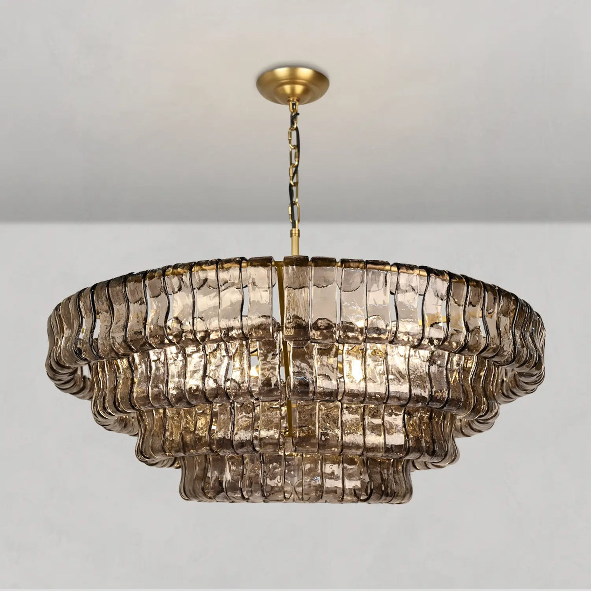 Art Glass Ghiaccio Round Chandelier 50"