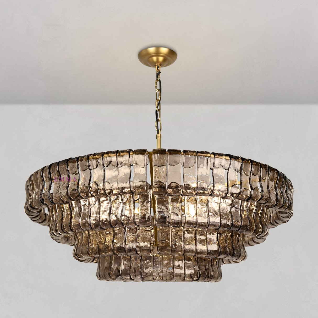 Art Glass Ghiaccio Round Chandelier 50"