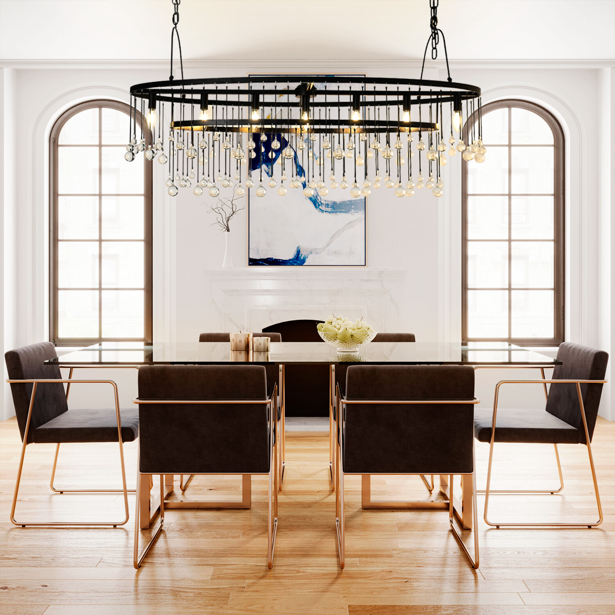 Modern Aubrey Oval Chandelier 7 Light