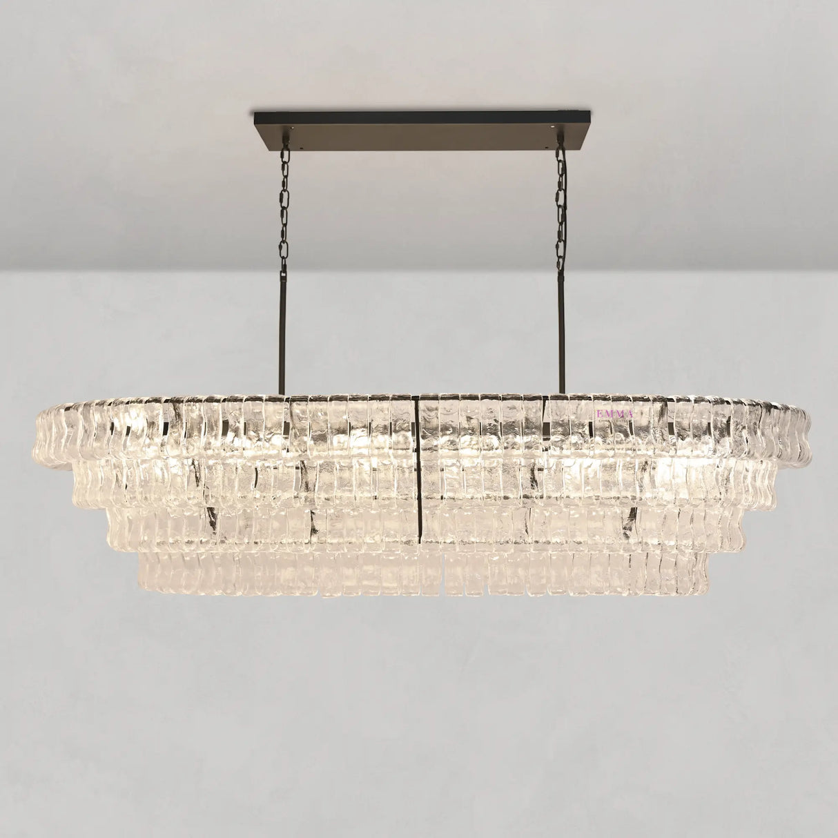 Art Glass Ghiaccio Oval Chandelier