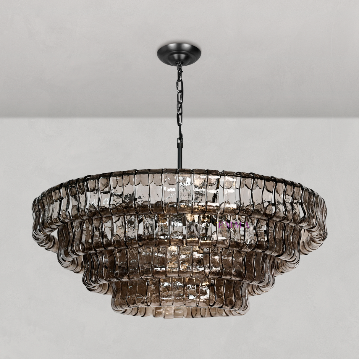 Art Glass Ghiaccio Round Chandelier 50"