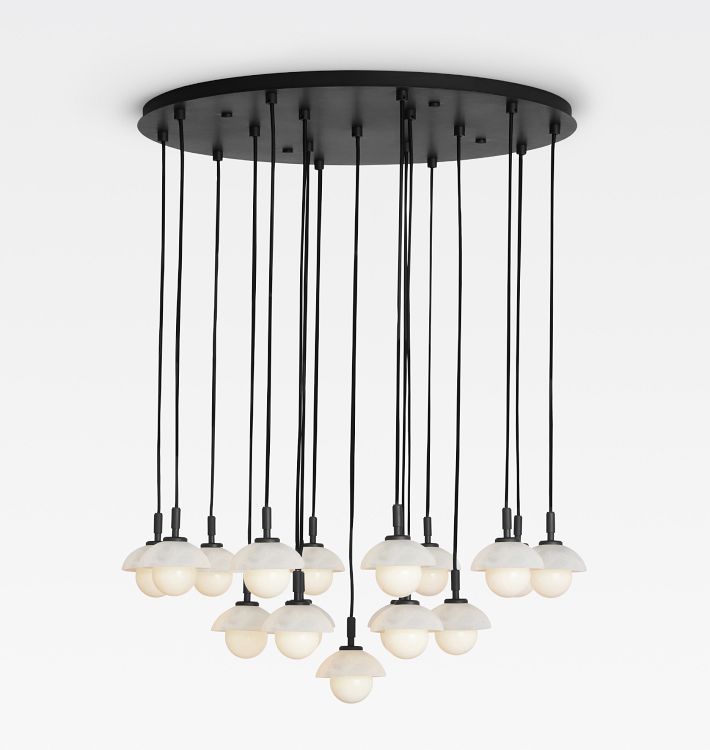 Alabaster Shade Greenwich Round 32“ Chandelier