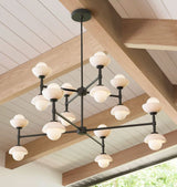 Alabaster Shade Greenwich Double Tier Chandelier