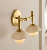 Alabaster Shade Greenwich Double Wall Sconce