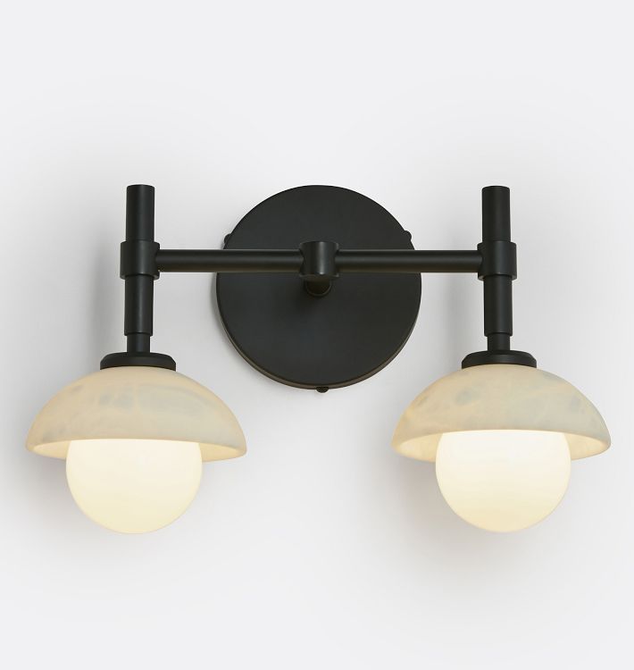 Alabaster Shade Greenwich Double Wall Sconce