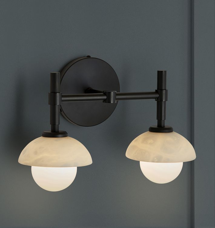 Alabaster Shade Greenwich Double Wall Sconce