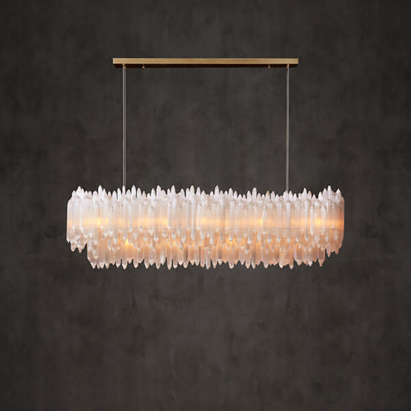 Art Selenite Layer Rectangular Chandelier