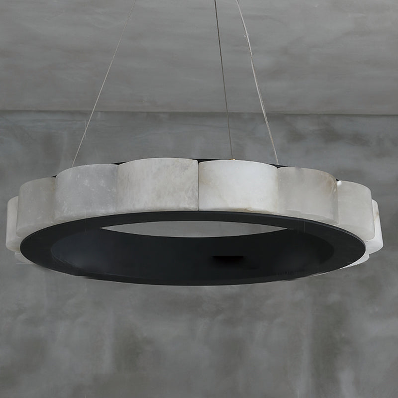 PostModen Marble Round Chandelier Black