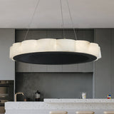 PostModen Marble Round Chandelier Black