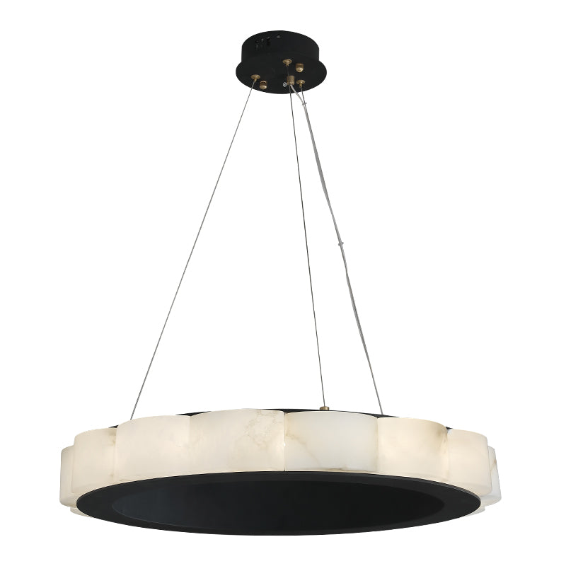 PostModen Marble Round Chandelier Black