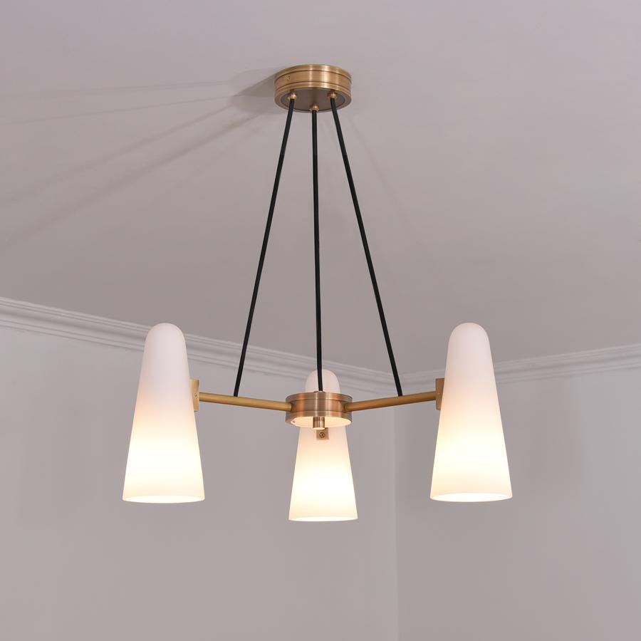 White Ceramics Round Chandelier 3-Lights