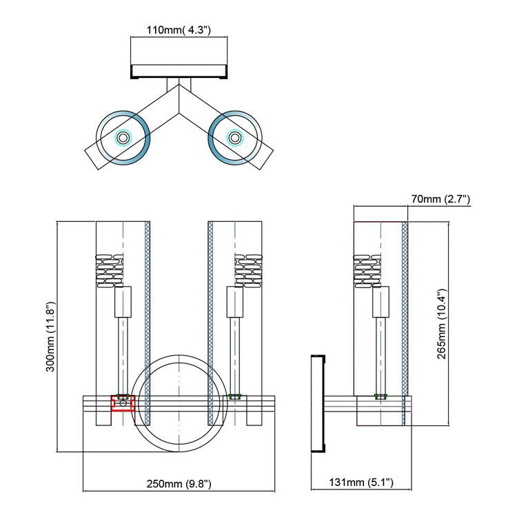 Modern Glass Tube Double Head Wall Sconce