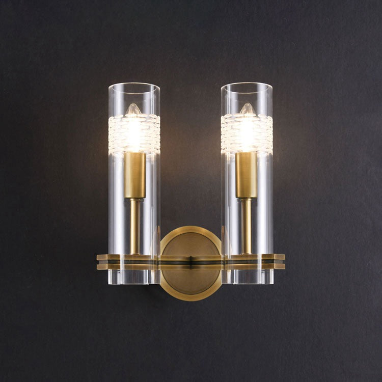 Modern Glass Tube Double Head Wall Sconce