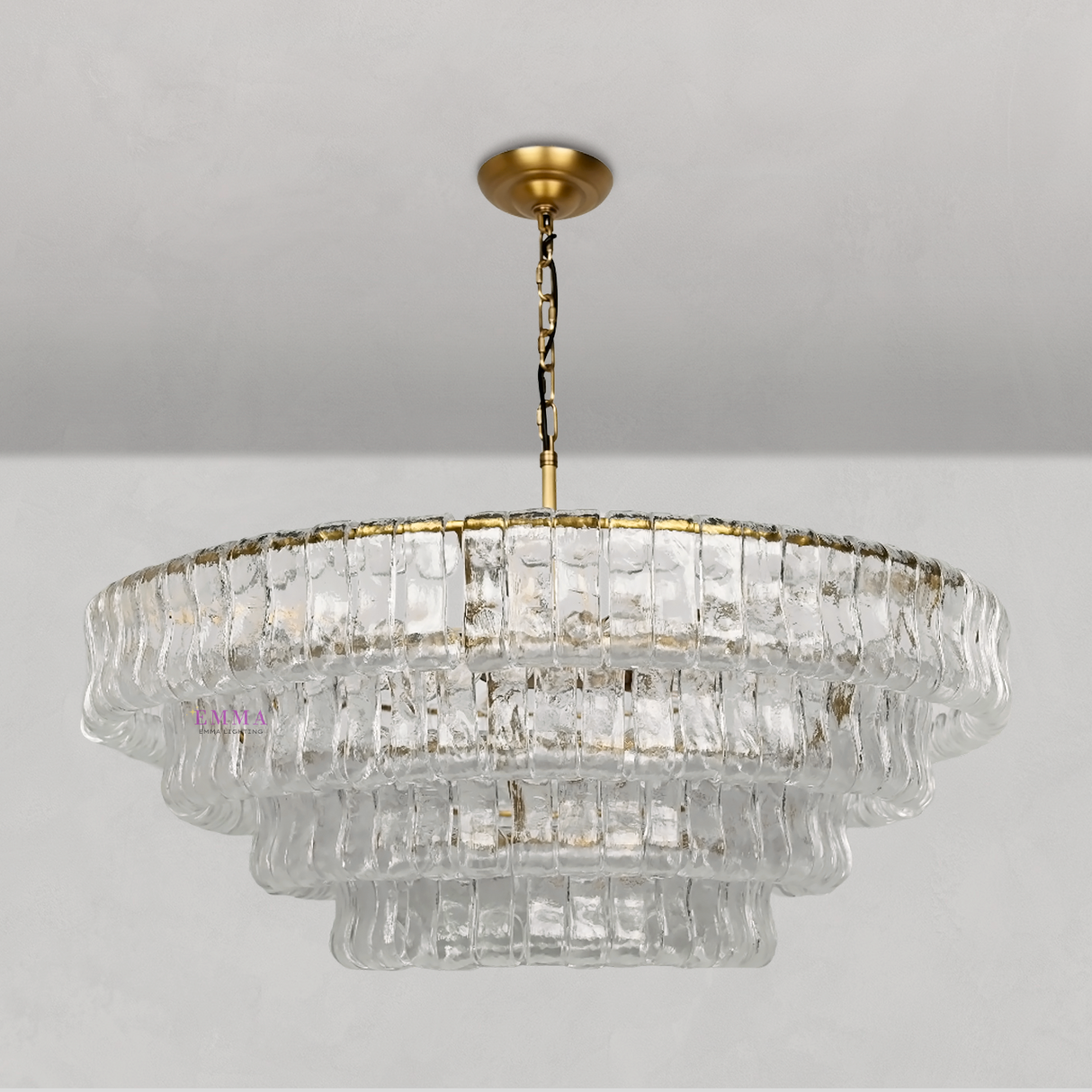 Art Glass Ghiaccio Round Chandelier 36" 48" 60"