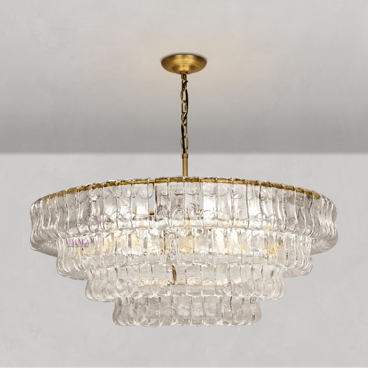 Art Glass Ghiaccio Round Chandelier 50"